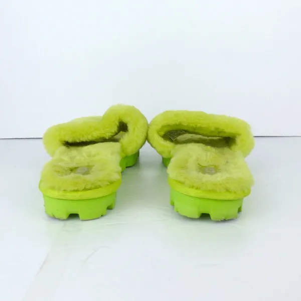 UGG Cozette Slides Womens 8 Electric Lime Sheepskin Fur Slip On Sandals Y2K - Image 10