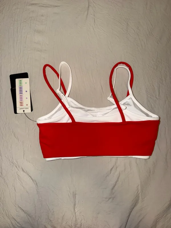 Red & White Women's Sport Bra - Image 2