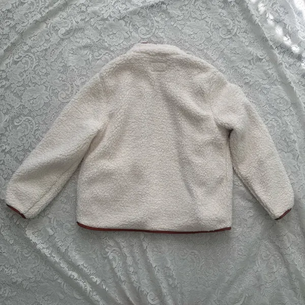 Universal Threads Cozy Sherpa Button Up Jacket Cream With Burnt Orange Detail - Image 7