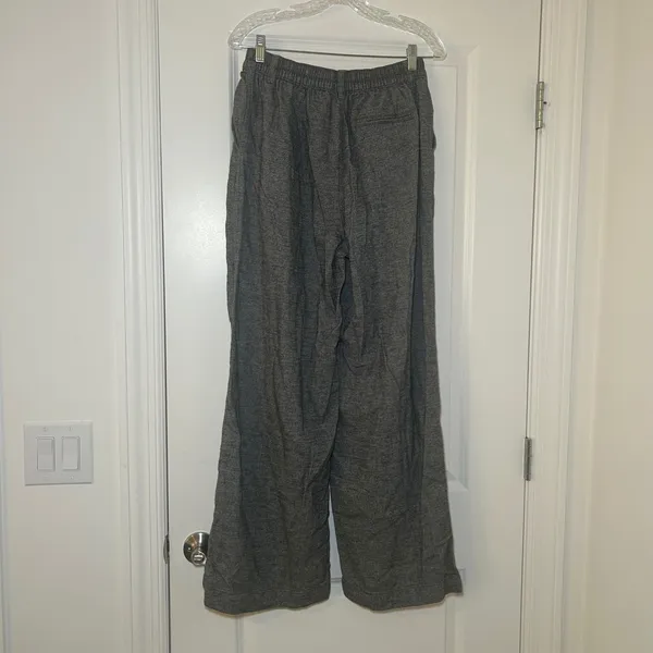 Aerie Grey Wide Leg Cotton Trousers Pants M Regular office career comfy minimal - Image 4