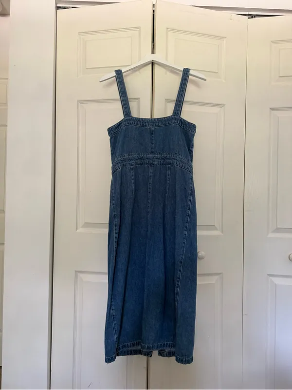 All Saints Elsie Dress Denim Midi Dress Button Down Tank Dress Size 8 - Image 8