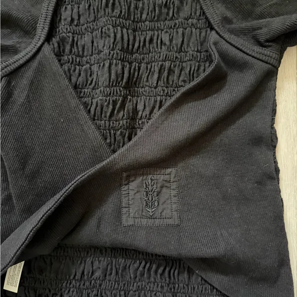 Free People FP Movement Final Mile Smocked Open Back Tee Black size xs - Image 12