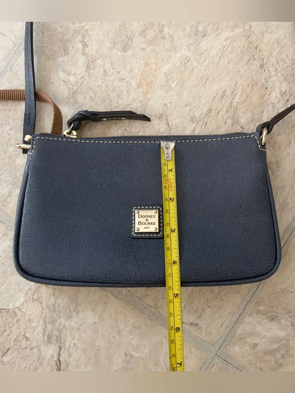 Dooney & Bourke Mini Crossbody Bag Navy Blue Saffiano Leather Gold Hardware Y2K - Image 3