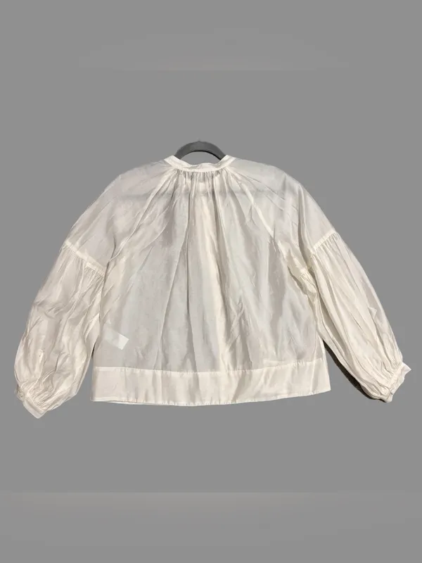 MADEWELL Ivory Button Front Blouse Lyocell Top Pleated Women’s Size Medium - Image 6