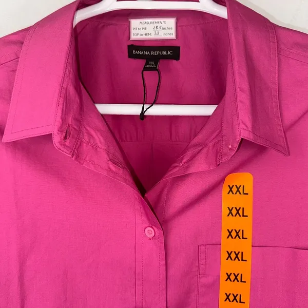 Banana Republic Blouse SZ XXL Oversized Long Sleeve Button Up Fucsia - Image 5