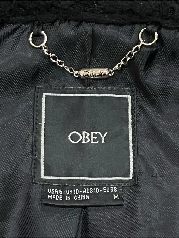 OBEY Black Fleece Peacoat Jacket Size Medium - Image 10