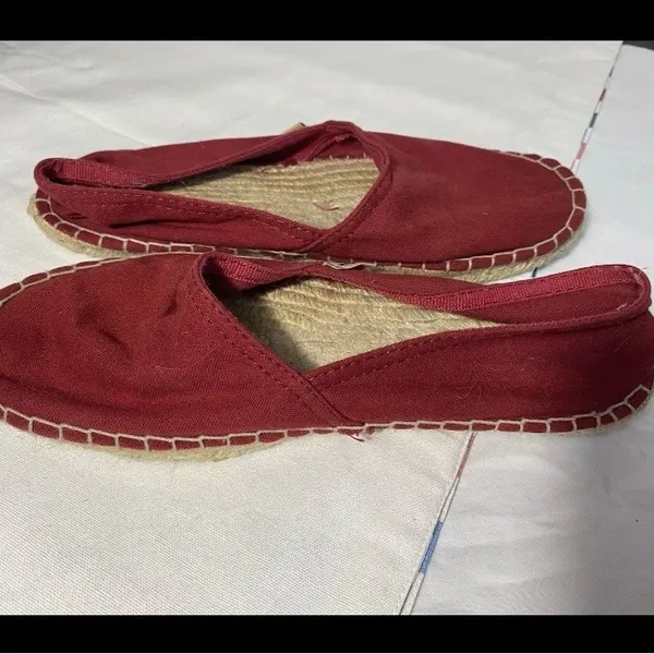 Steve Madden Red Espadrille Flats Womens Size 8 Slip On Canvas Shoes Preowned - Image 5