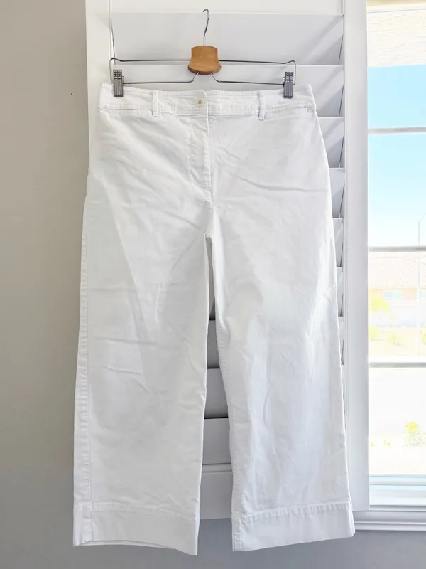 Talbots Wide Leg Crop Chino Pants in White Size 10 - Image 2