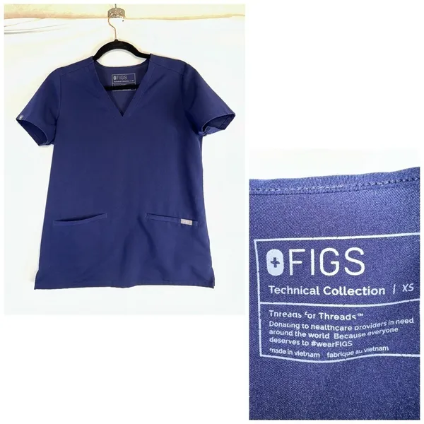 FIGS Top Casma Womens XS Blue Technical Collection Three Pocket Scrub FW1100 - Image 8