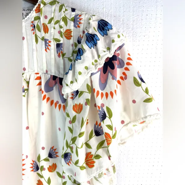 Rose & Olive M Boho Floral Print Ruffle Sleeve Crop Top - Image 3