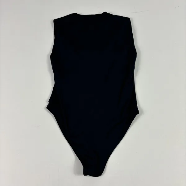 ZARA Bodysuit Womens M‎ Black One Piece Jersey Stretch Slimming High Leg - Image 7