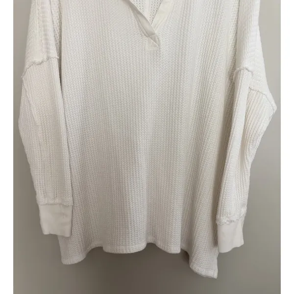 Free People We The Free Travis Polo Top Ivory Women's Size Small - Image 5