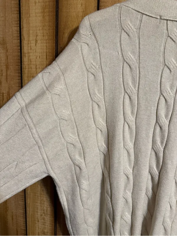 Chloe + Jasmine Cream Cable Knit Button Front Cardigan XL - Image 6