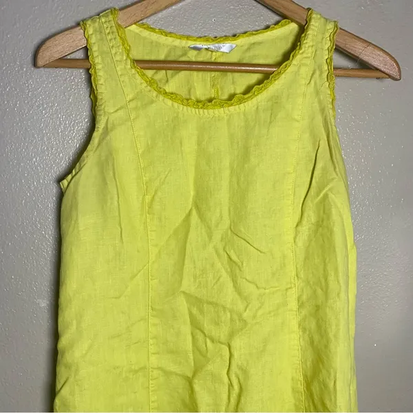 Women's Sleeveless Lime Yellow Summer linen Midi Dress Coastal‎ Beach Breathable - Image 2
