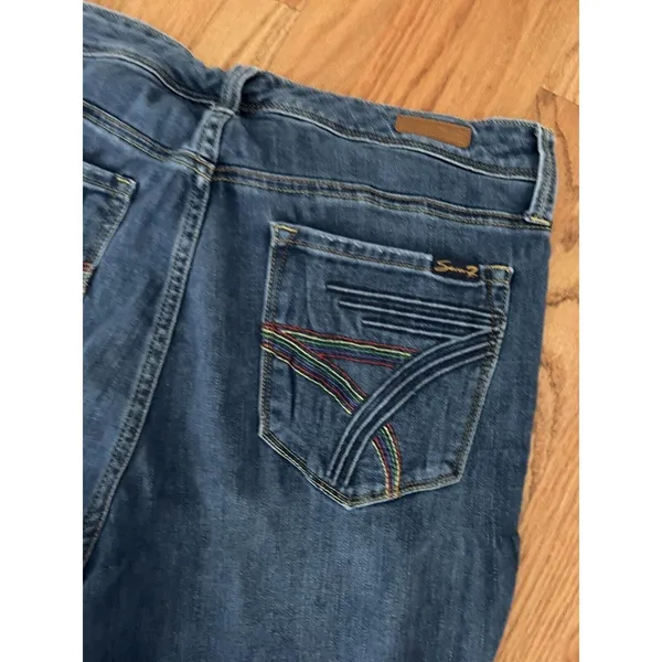 Seven7 Jeans 12 Dojo Style Skinny Embellished Pockets Rinse Wash Blue‎ Denim - Image 4