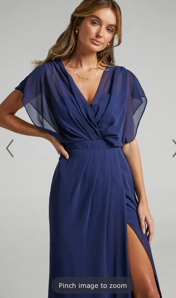Showpo Navy Mesh Formal Lovers Gaze Maxi Dress - Image 3