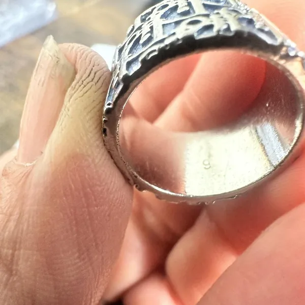 Christian Dior Vintage Blue Enamel Wide Band Ring Size 6 Silver Tone Number 2 - Image 4