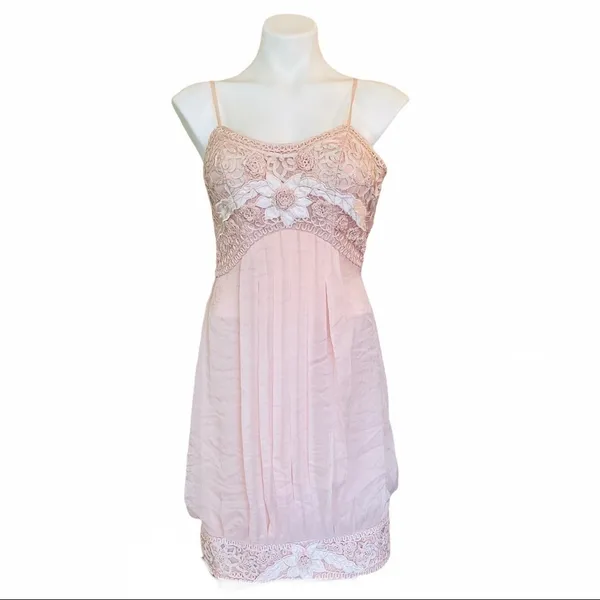 SUE WONG Crochet Blush Cocktail Mini Dress Size 0 - Image 2