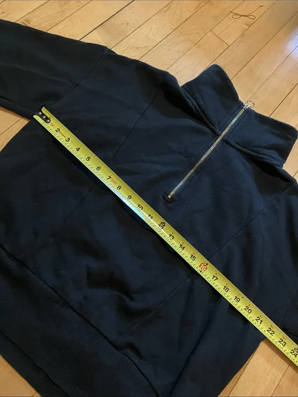 a new day Black Fleece Lined Cropped Quarter Zip Sweatshirt Size Large - Image 7