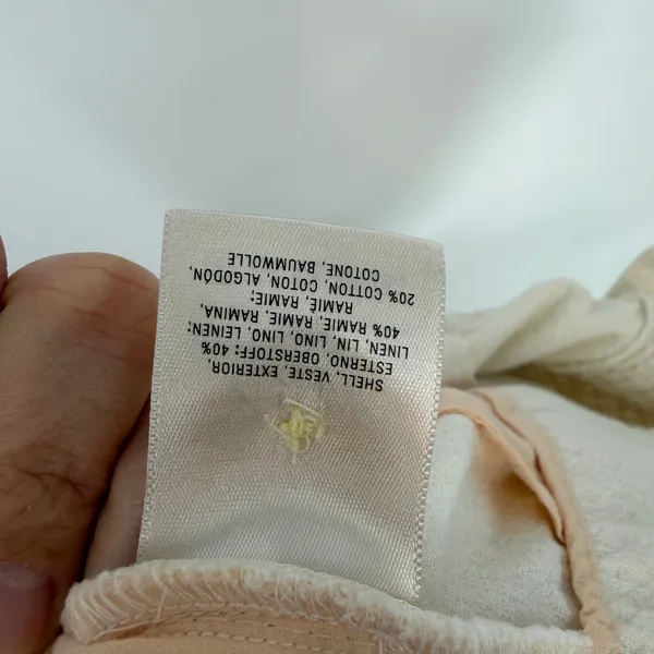 Anthropologie Cream Linen Blend Wide Leg Jumpsuit Belted‎ Button Front 6 Coastal - Image 6