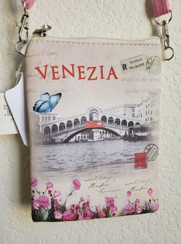 Bijoux D'Autore Venezia Crossbody Bag Shoulder Travel Passport Purse 7"x… - Image 2