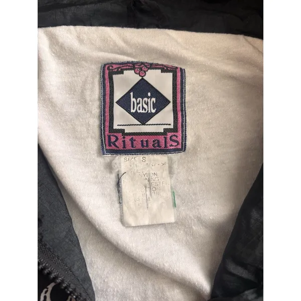 basic Rituals Women's Windbreaker Jacket Full Zip tooled leather pattern S 90s - Image 3