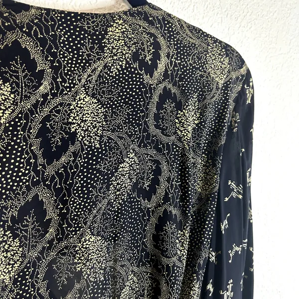 Vintage Sharon Rothfeld Sharon's World Wrap Dress Womens Size 11/12 Navy Silk - Image 8