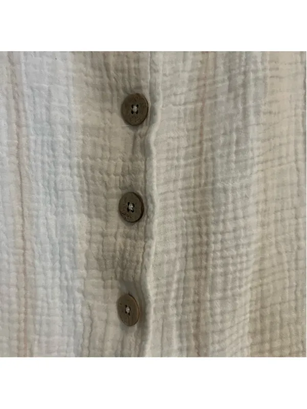 Ocean Drive Cream Button-Down Sleeveless Beach Coverup - Image 3
