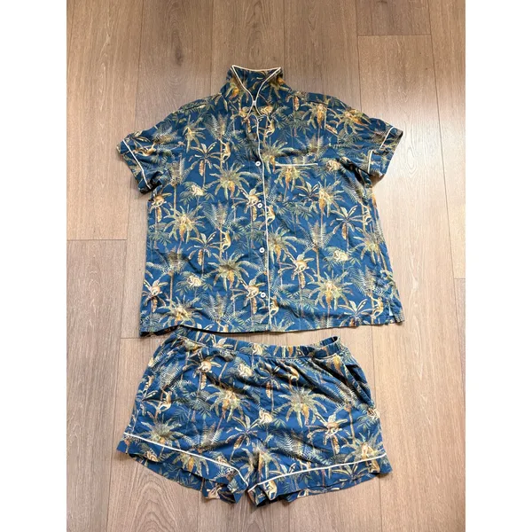 Mara Intimite Navy Tropics Tree Pajamas‎ Set Summer Resort Made in Peru - Image 2