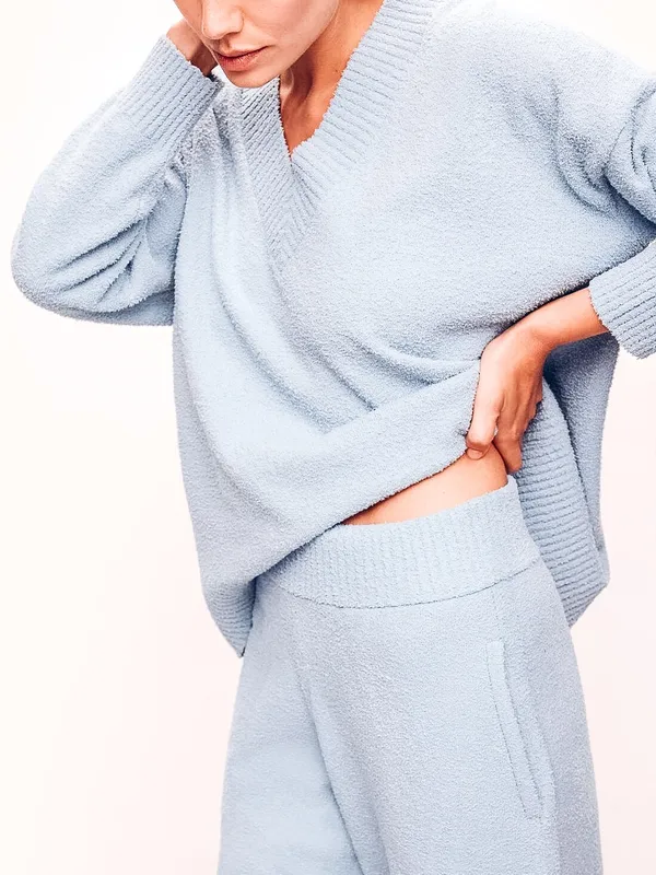 Eberjey High Rise Blue Bouclé Wide Leg Pants Size S NWT - Image 2