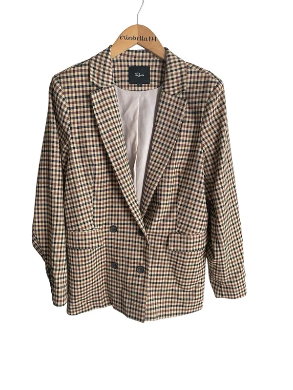Rails Chelsea Plaid Blazer In Cafe Check - Image 3