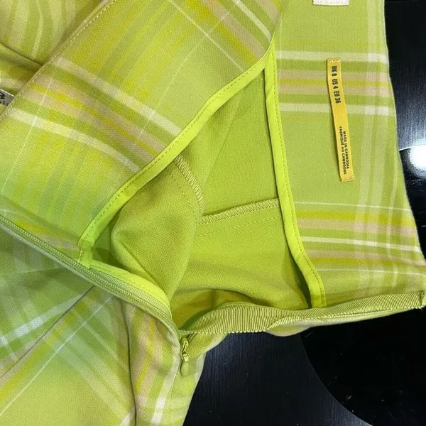 Maeve Anthropologie Skirty Godet Skort chartreuse‎ green plaid size 4 NEW - Image 8
