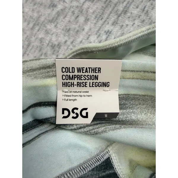 DSG Womens Cold Weather Compression High-Rise Leggings Abstract Stripe Yellow M‎ - Image 5