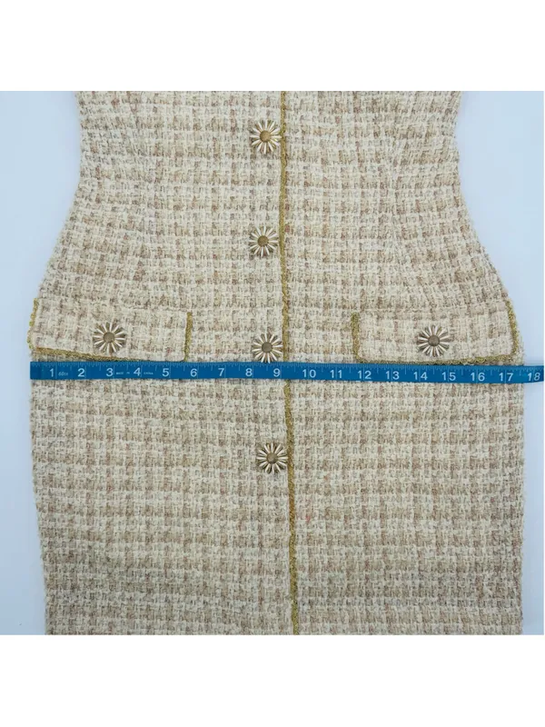 Anthropologie Eva Franco Strapless Tweed Dress Size 2 Beige Gold - Image 11