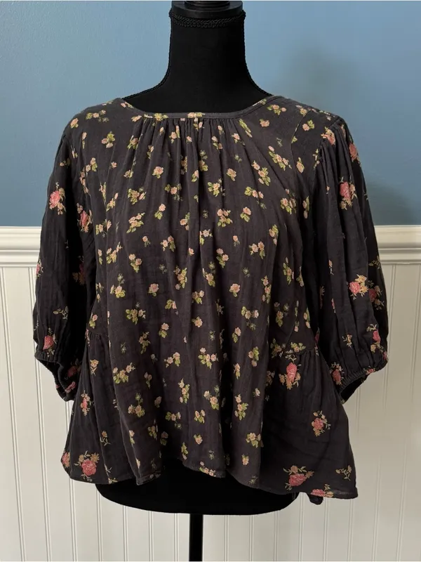 NWT Free People Chloe Mixed Print Back Cutout Top ~ Size Medium - Image 7