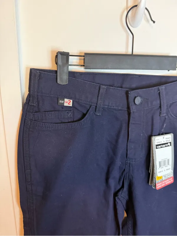 NWT Carhartt Flame Resistant Rugged Flex Navy Blue Canvas Original Fit Pants - Image 5