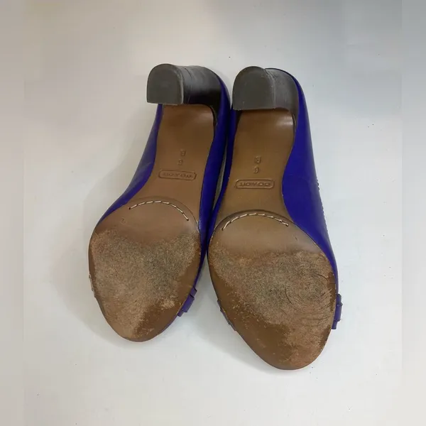 Coach Desaree Purple Bock‎ Heel Pumps Gold Hook Buckle Accent Heels Size 6 B - Image 10