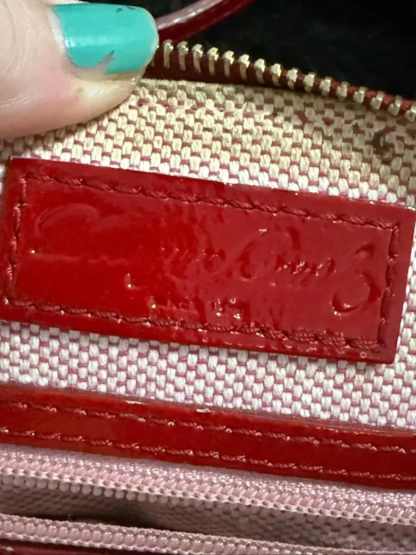 Original Vintage DOONEY & BOURKE True Red Leather Hand Bag patent leather - Image 6