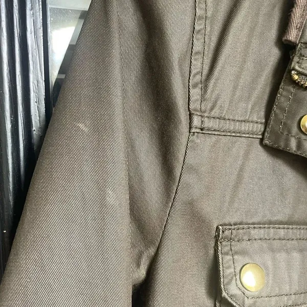 JCrew Women’s Downtown Field Jacket Green Waxed Cotton Size S - Image 11