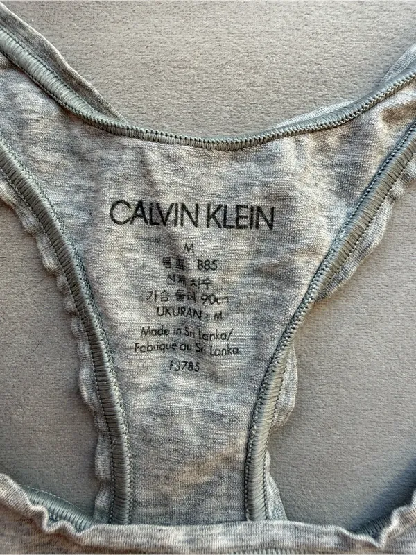 Calvin Klein Light Gray Racerback Bralette with Logo - Image 2