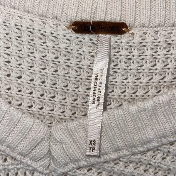 Free People Womens Sunrise Cold Shoulder Waffle Knit Sweater Cream Size‎ XS - Image 7