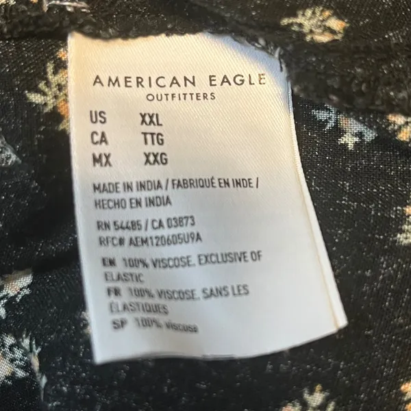 American Eagle Black Floral Twist‎ Front Smocked Back Cami Top Sleeveless XXL - Image 5