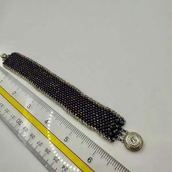Purple beaded wide bracelet - Image 7