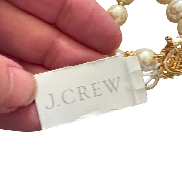 J.Crew Set of Two Nautical Pearl Bracelet Ship Wheel Knot‎ Gold AX372 NWT - Image 7