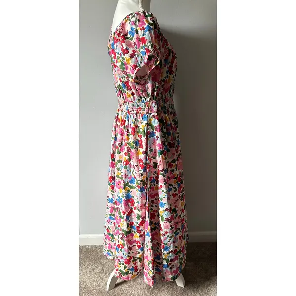 J. Crew Regenerative Cotton Blend Floral Maxi Dress Milkmaid size M - Image 4