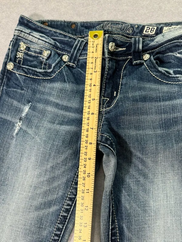 Miss Me Bootcut Jeans Size 28 Distressed Blue Denim - Image 6