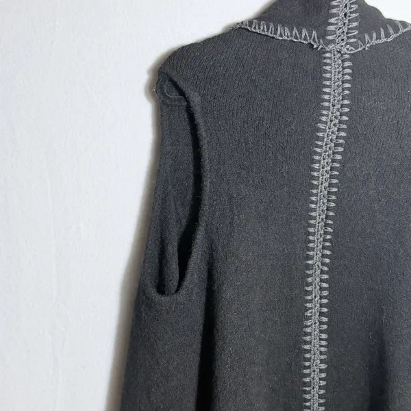 Alice + Olivia Black Long Open Front Wool Alpaca Blend Sweater Vest Size XS/S - Image 8
