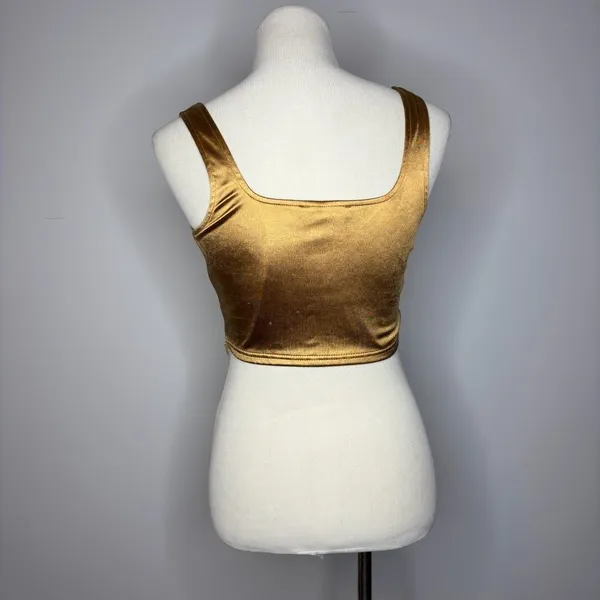 Blue Blush- Gold Metallic Cropped Tank Top - Image 6