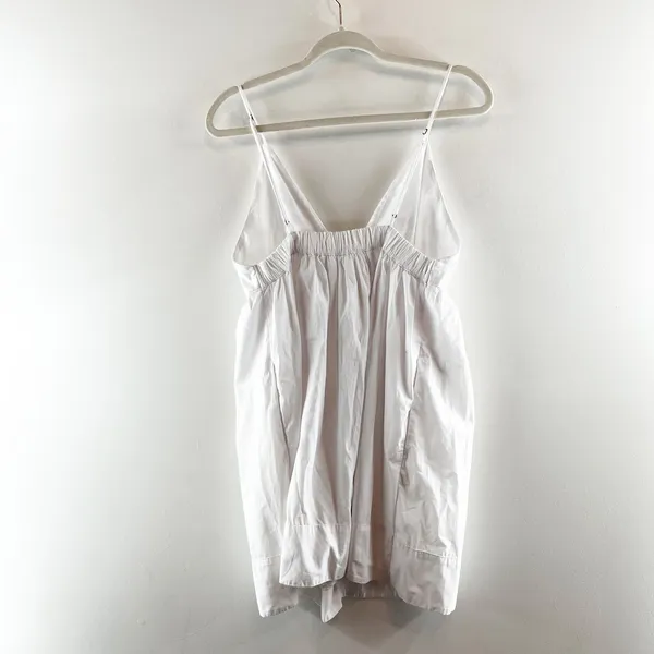 Abercrombie & Fitch Plunge V Neck Babydoll Poplin Mini Dress White Medium - Image 4