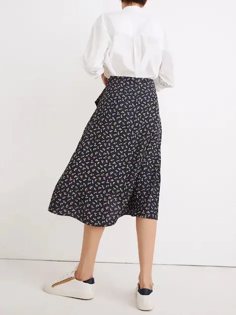 MADEWELL Ruffle Wrap Midi Skirt in Spring Fling, 10, Feminine Floral Cottagecore - Image 3